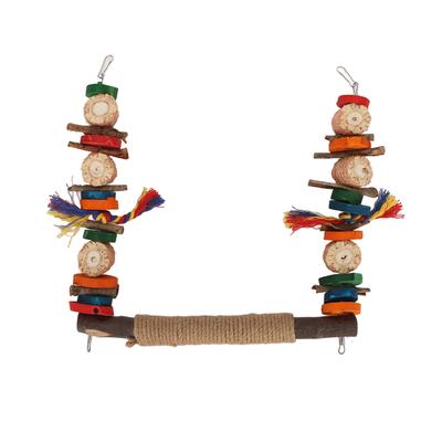 Bird Swing Toy Colorful Beak Grinding Parrot Chewing Perch Toy with Metal Hooks for Lovebird