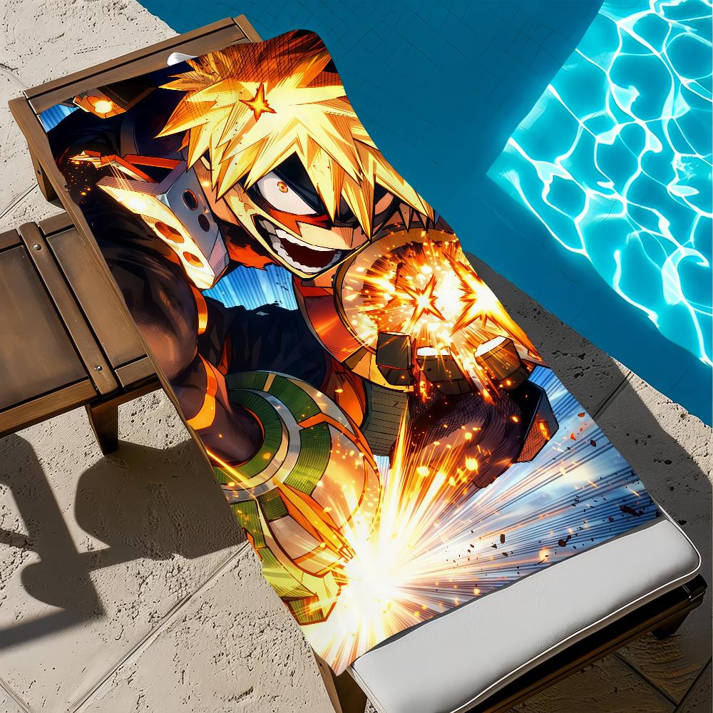 cool anime k-Katsuki b-Bakugo Towel Large Quick-Drying Microfiber soft Beach Towel for Travel Fitness Sauna Bathing Camping