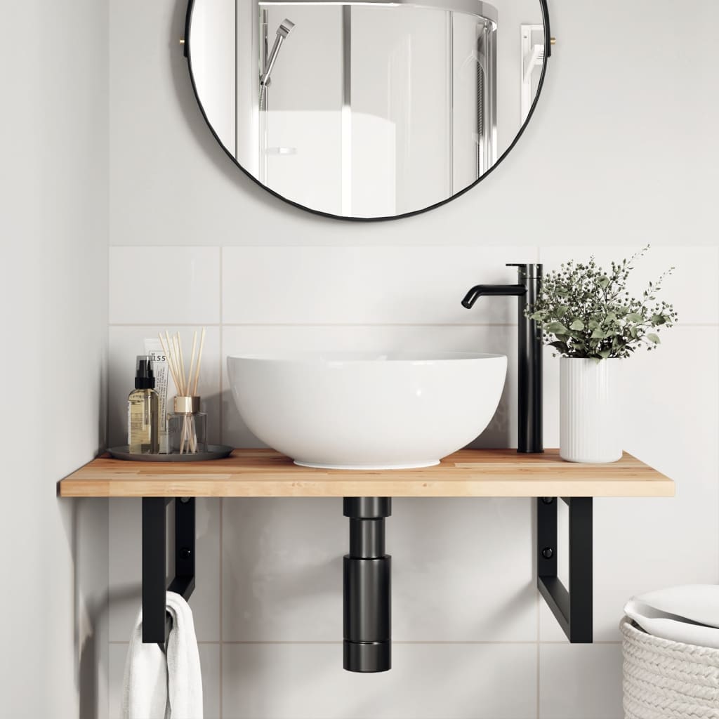 vidaXL Waschtischplatte Unbehandelt 80x50x2 cm Massivholz Akazie braun