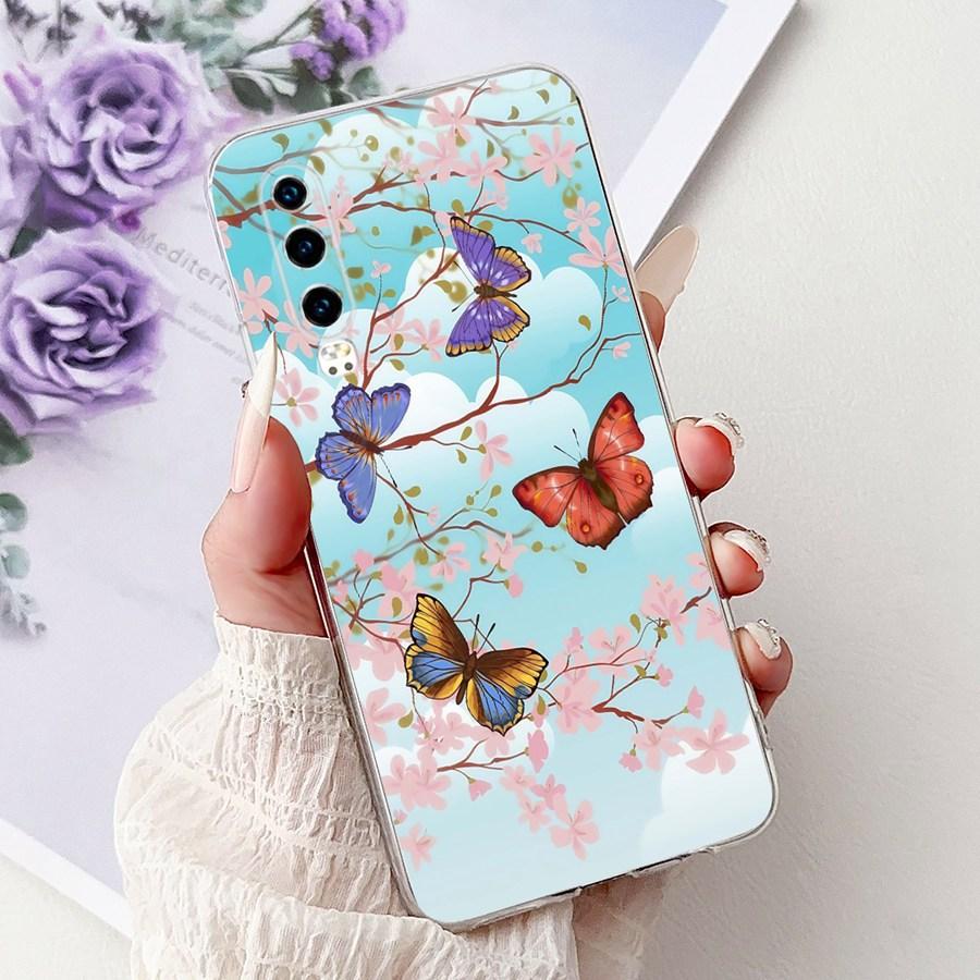 For Huawei P30 Lite Case MAR-LX1A Soft Silicone Cool Flower Pattern Shockproof Cover for HuaweiP30 P 30 Pro Lite Coque  Funda