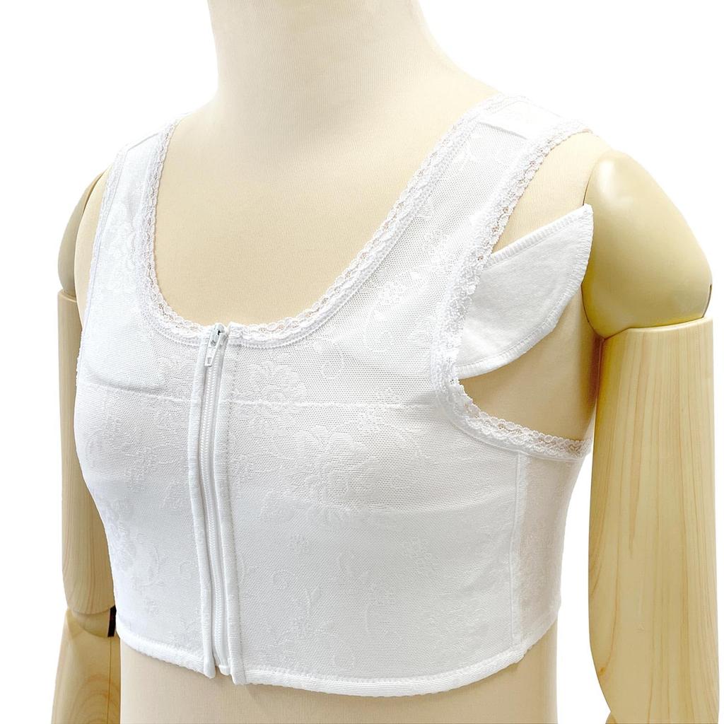 [Fuuka] Kimono Bra, 100% Cotton, Front Zipper, with Padding, for Kimono, Chest Flattening, Front Opening, Plus Sizes, Underwear, White, SMLLL3L Sizes