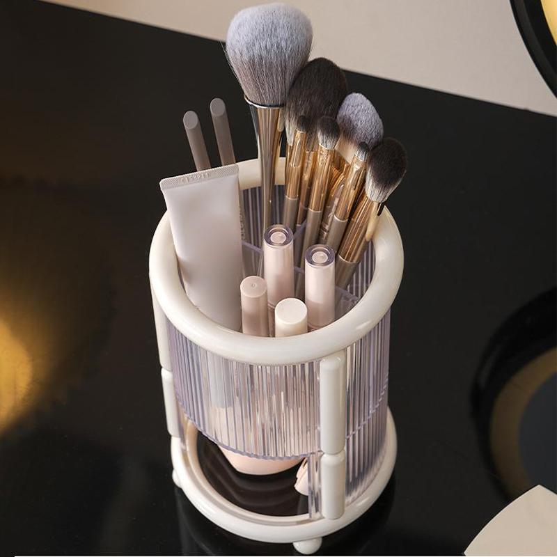 Makeup Brush Holder, Large Capacity 3 Slot Cosmetics Make Up Brush Organizer Storage For Dresser, Countertop, Vanity & Bathroom