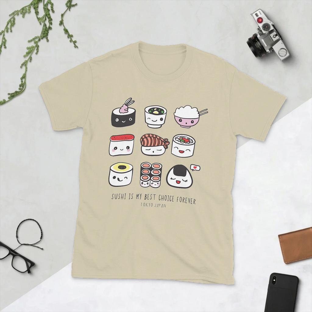 Novelty Best Choice Sushi Cute Food TShirts for Unisex Crewneck Cotton T Shirt Short Sleeve Tee Shirt Summer Tops