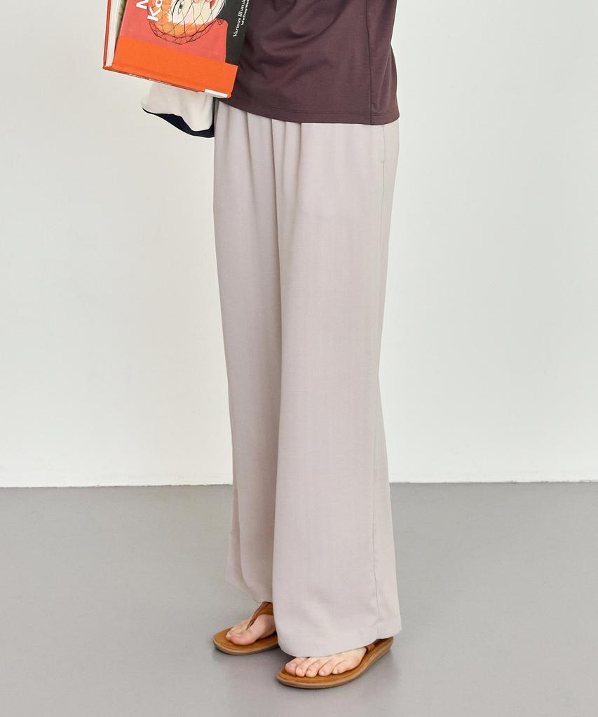 BASIC HOUSE Women'S Breathable Elastic Waist Wide Pants Dark Beige