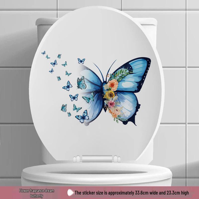 Self-Adhesive Flower Butterfly Wall Stickers for Girls' Bedroom or Children's Bathroom Decoration