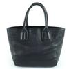 Great HIROFU Handbag Front Logo All Leather Tote Bag Black Leather Women Used