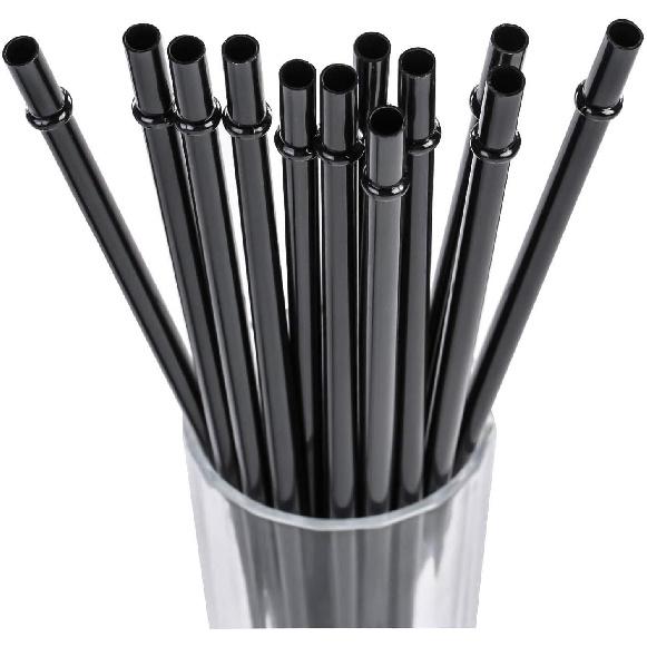 DAKOUFISH 6 Inch 7 Inch 8 Inch 9 Inch 10 Inch 11 Inch Clear Reble Plastic Drinking Straws for 6oz-40oz Jars/Tumbler,12Pcs With One Cleaning Brush 6/7/8/9/10/11 Inch (2 of чёрный