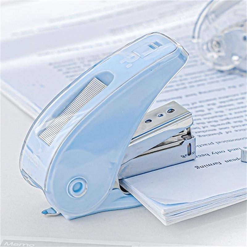 Kawaii Visual Transparent Large Capacity Stapler Student Learning Stationery Kit School Office Supplies