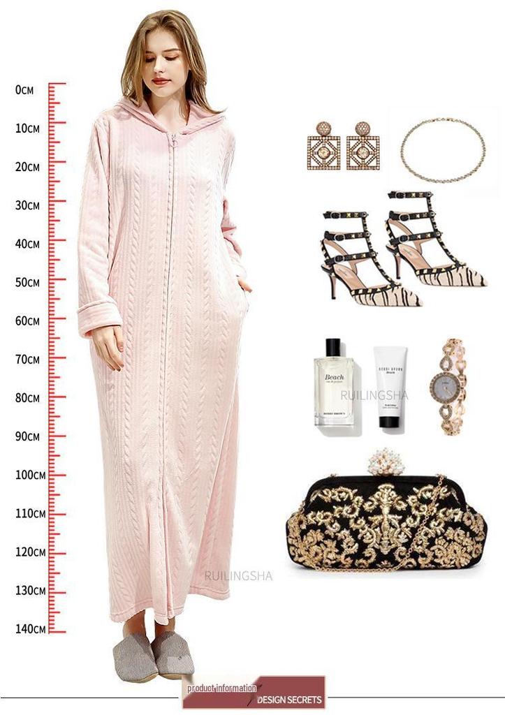 Thickened Flannel Robe: Warm Coral Fleece Bathrobe for Couples - Men's & Women's Plus Size Zipper Nightgown