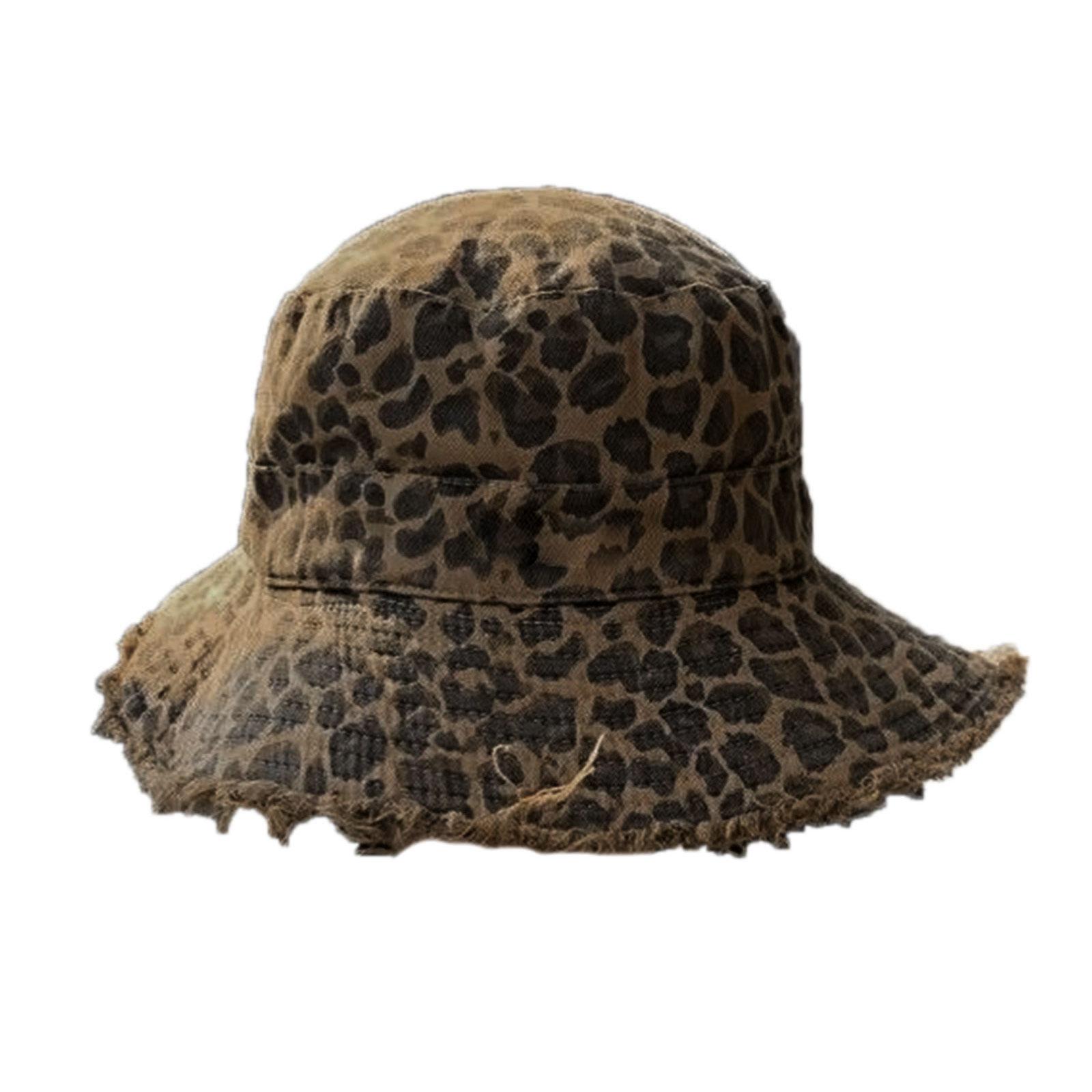 

Oversized Brims Sun Hat Vintage Wide Trim Leopard Design Hat Outdoor Activities Casual Daily Wear For Men Women хаки