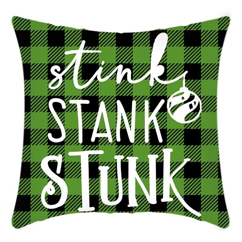 Grinch Linen Throw Pillowcase Holiday Sofa Office Cushion Pillowcase Green Furry Christmas Pillowcase