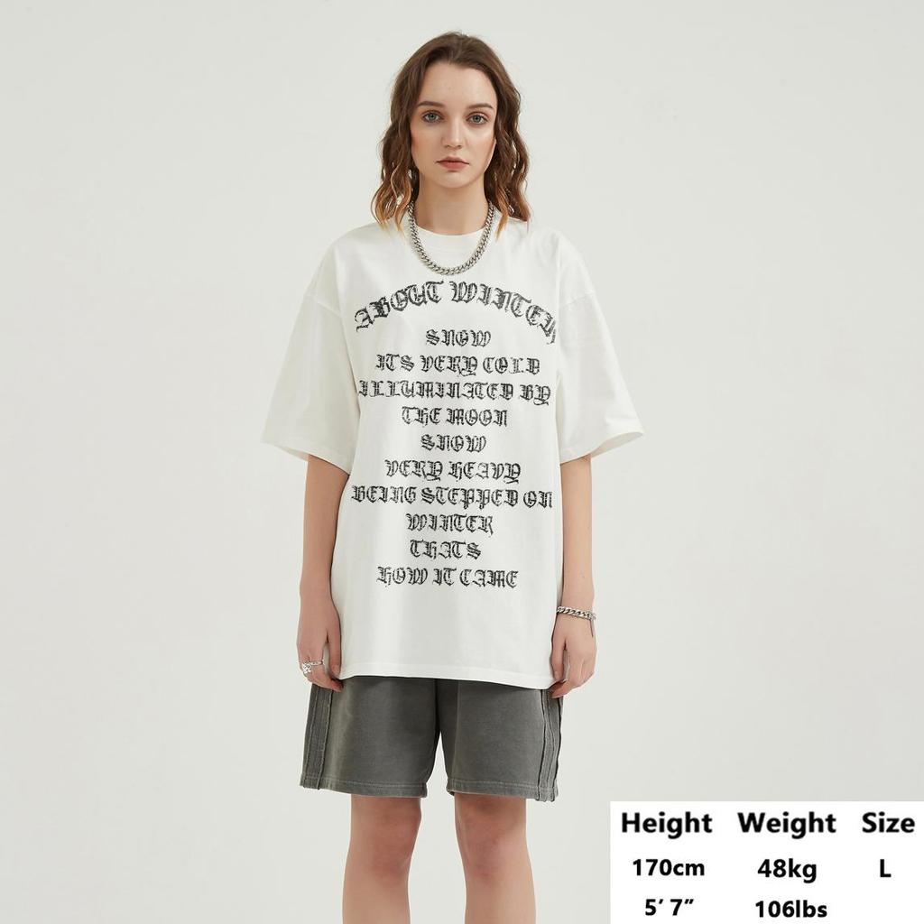 Streetwear Letters Graphic T-Shirt Cotton Unisex Tops Tees Lato Krótkie Rękawy T-shirt