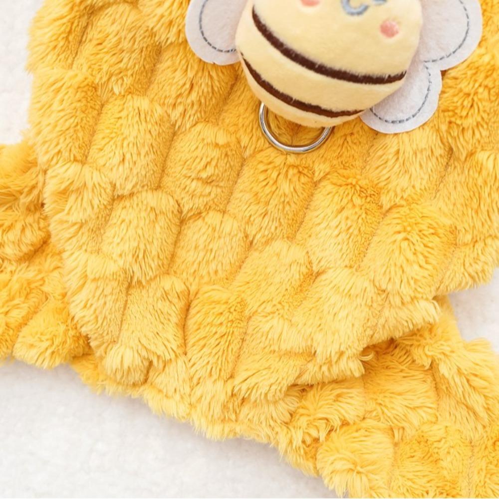 Cute Dog Winter Jumpsuit Bee Pattern Four Legged Pet Clothes Puppy Harness Coat  Kitten Clothing