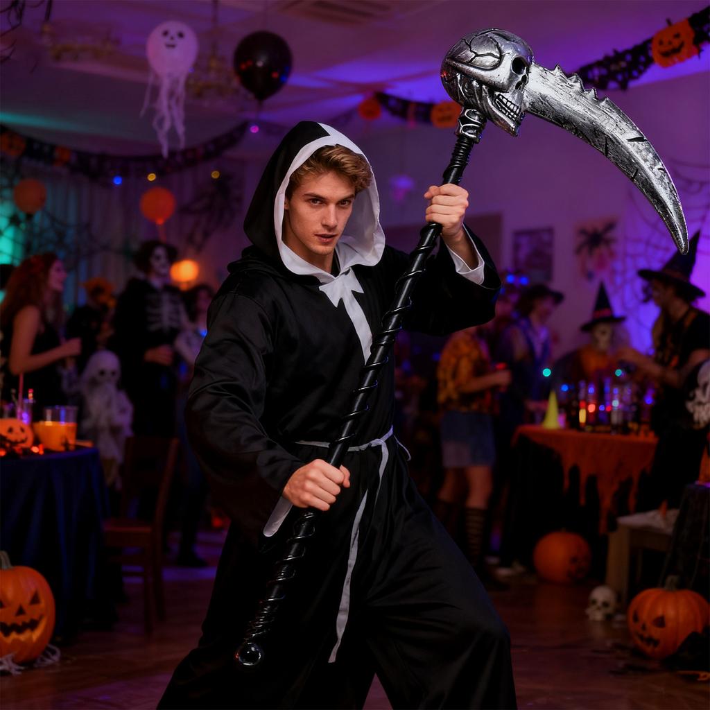 Halloween Ghostfestival Weapons And Weapons Rattan Death Sickle Toys Props Plastic Party Decoration Three-pronged Scepter