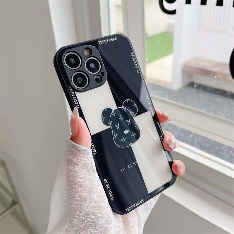 

Модный стеклянный чехол для телефона медведя для iPhone 13 12 11 Pro Max X XS XS XR XS Max 8 7 Plus SE 2020 Ударопрочный чехол