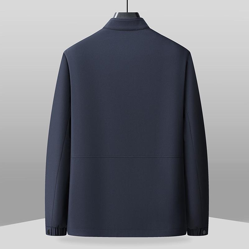 Jipusha Men's Spring/Autumn Casual Stand Collar Jacket for Middle-aged Men