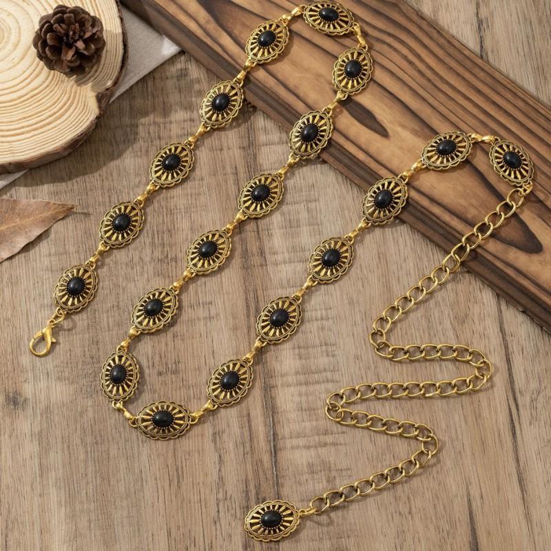 Bohemian Vintage Metal Waist Chain Women - Hollow Cut Out Adjustable Belt Accessory Fall Winter