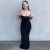 European American SKIMS Solid Color Slimming Spaghetti Strap Mermaid Bodycon Dress