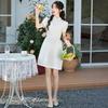 Summer new small fresh princess style polyester jacquard cheongsam personalized college style lady sexy short skirt cheongsam