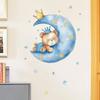 Moon Star Sleeping Bear Children's Room Sticker Living Room Bedroom Decoration Self-Adhesive Wall Sticker