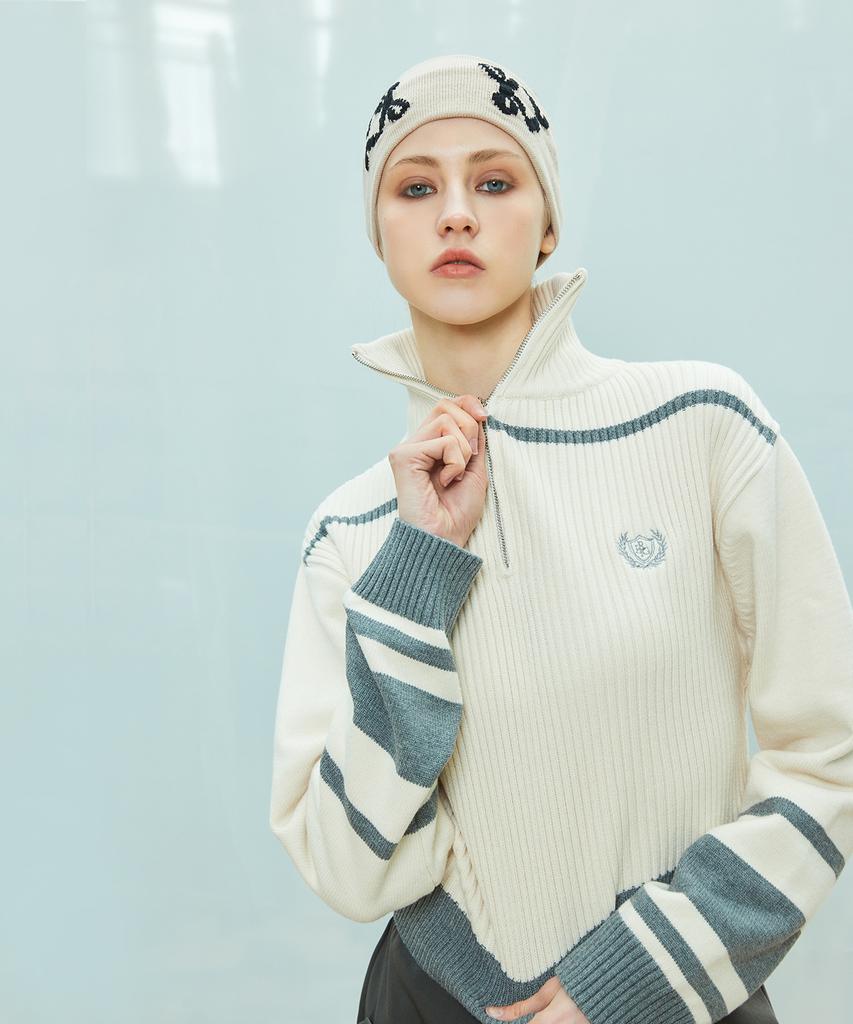 LARTIGENT L9 Half Zip-Up Knit(Ivory)