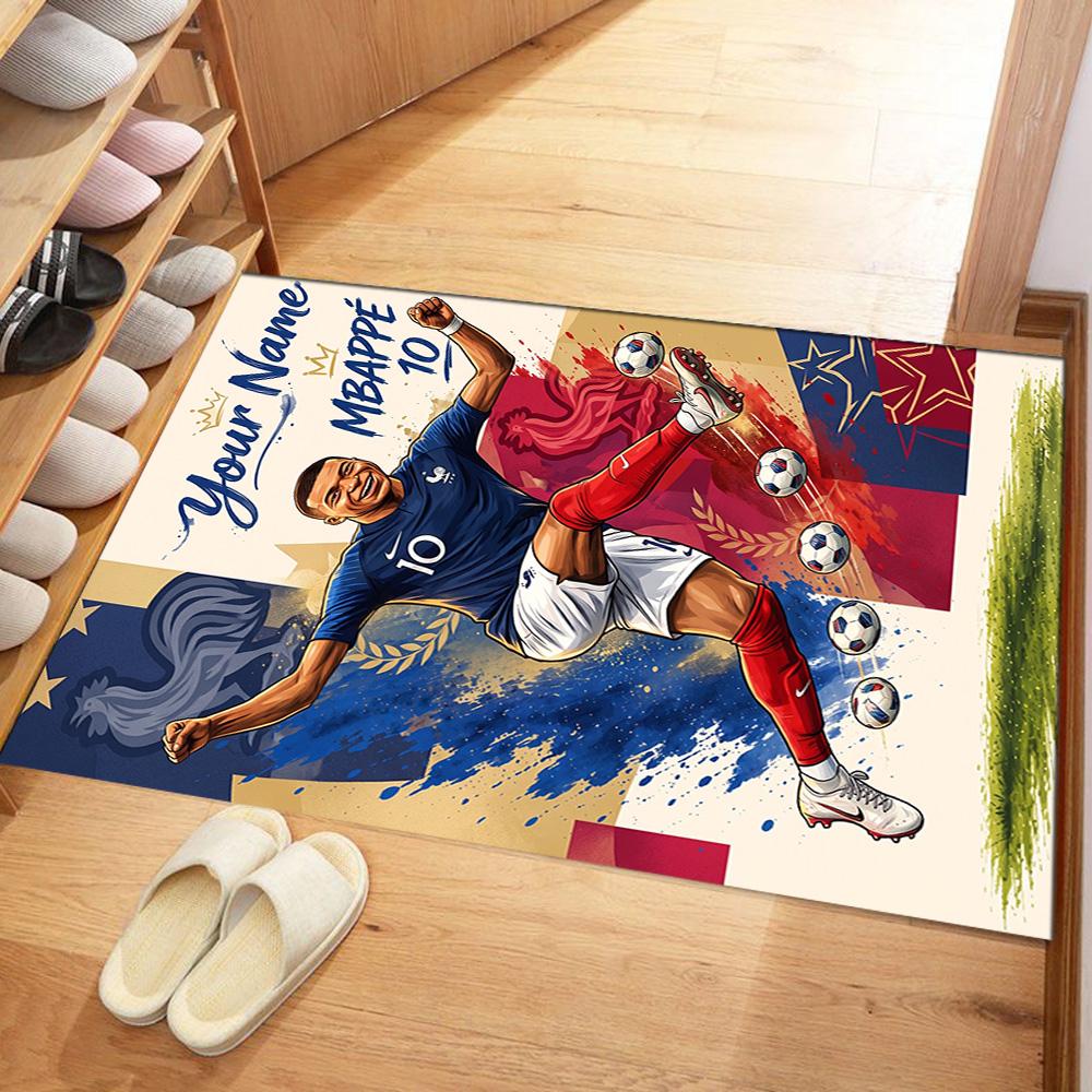 Mbappe Personalized Name Floor Rug Office Rug Suitable For Dormitory Hallway Living Rooms Playrooms Antislip Rug Anime Office Decor