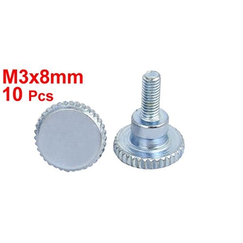 uxcell M3x8mm Metal Step Hand Screws, Knurled Thumb Screws, Pack of 10