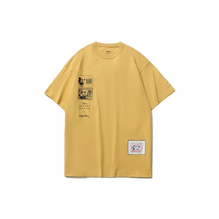 Li-Ning x Disney Mickey x Keith Haring Tee  Yellow Black  Men s AHSR501-3 XL