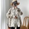 Johnature Summer Vintage Wave Point Women Tops Shirts Casual All Match Turn-down Collar Sun Protection Blouses