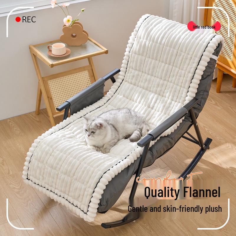 Cross-border Plush Reclining Chair Cushion: Thickened, Velvet-Striped, Quilted, Cotton-Filled, Foldable, Lazy Sofa Rocking Chair Cushion.