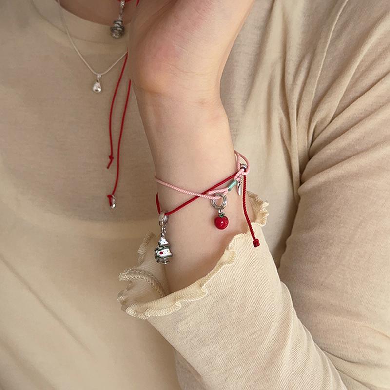 Christmas Apple Pendant Charm Bracelet Adjustable Bracelet For Women Girl  Year Party Jewelry Gift