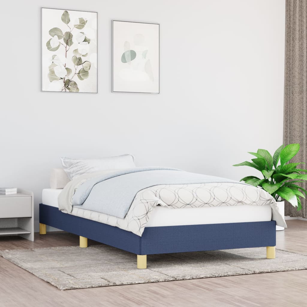 Vidaxl Bed Frame Without Mattress Blue 90X200 Cm Fabric