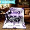 1PC Custom Name Blanket Kings Basketball Team Logo Flannel blankets Patterns Throw Blanket All-Season Soft Gift for Couch, Bed, Camping, Birthday gift