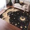 Minimalist Black Carpet Featuring Star Moon and Sun Designs Anti-slip Floor Mat for Living Room Bedroom Decor Doormat