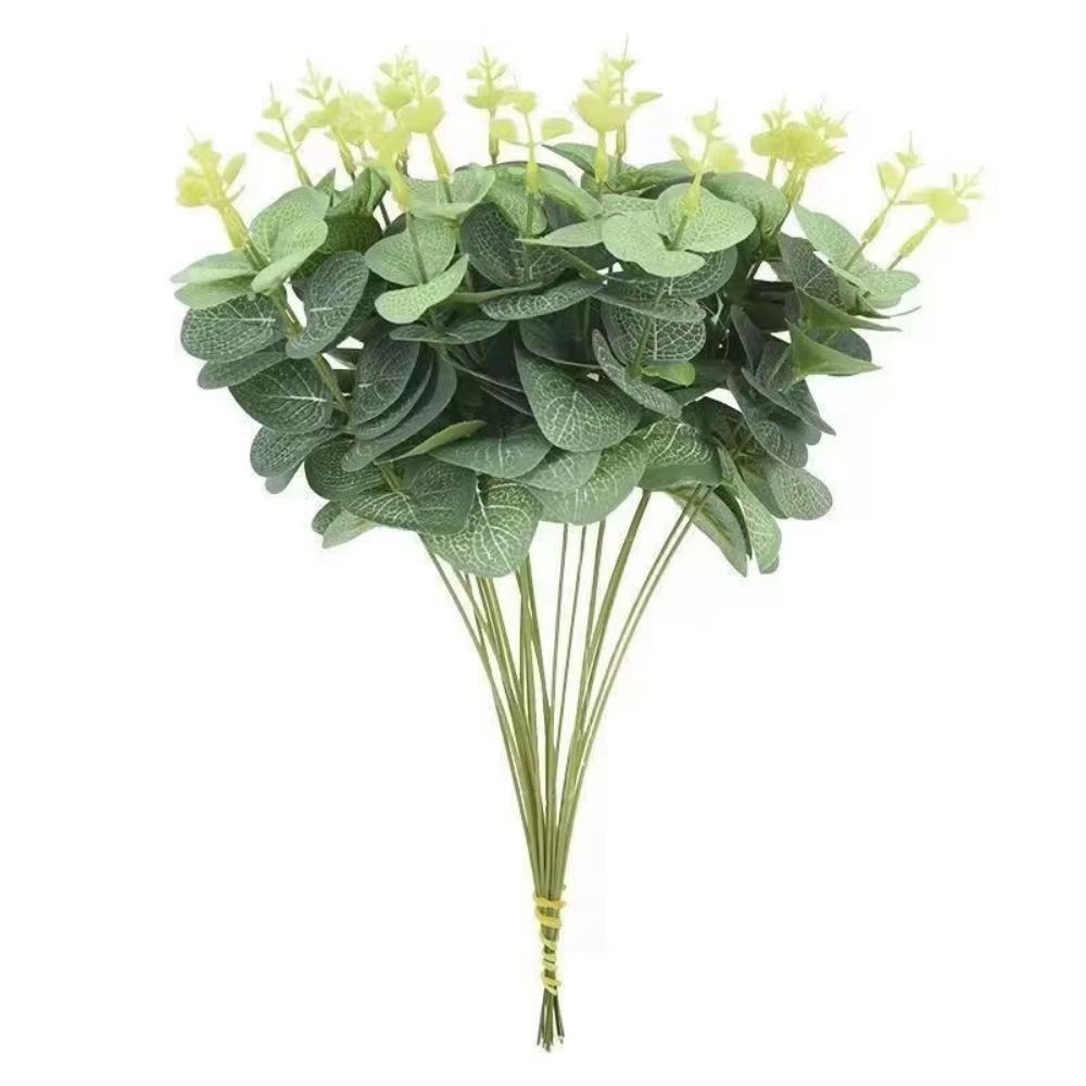 20Pcs Green Color Fake Eucalyptus Plants Decoration Artificial Plants Bouquets  Floral Arrangement green top
