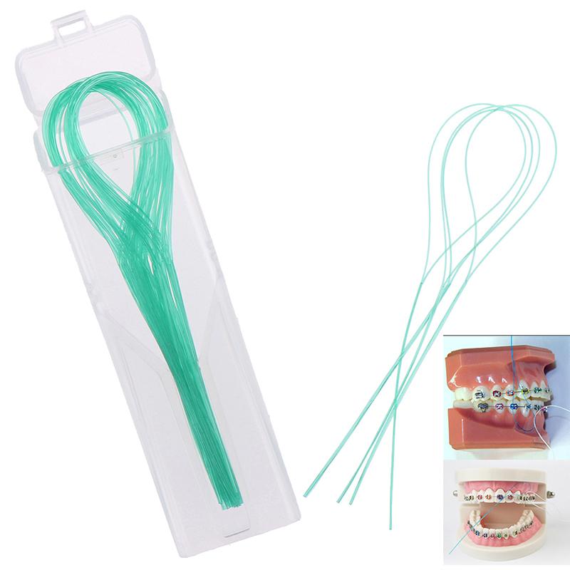 100Pcs Dental Floss Threader Dental Traction Line Oral For Crown Brace Bridge Implant Hoop Threading Braces Steel Traction