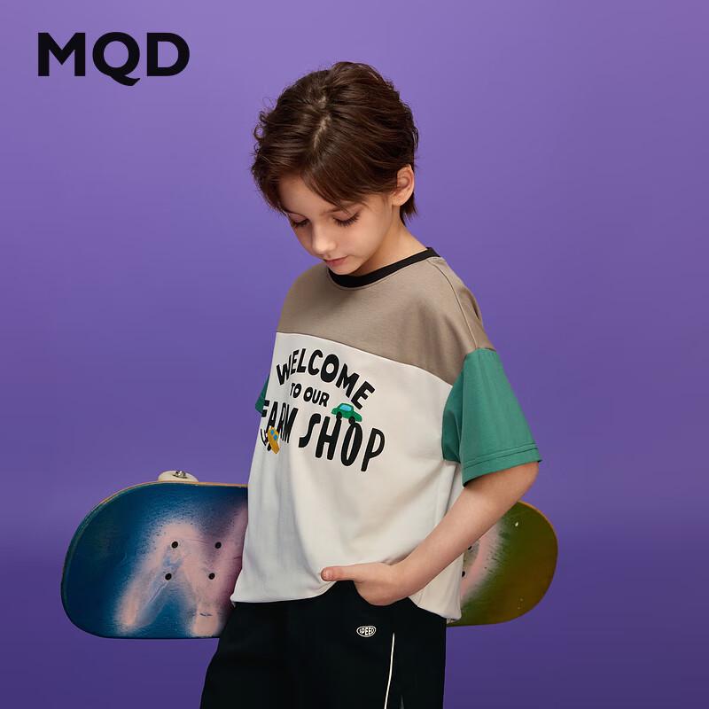 MQD Boys  Summer Academy Style Color-block Letter T-Shirt 150