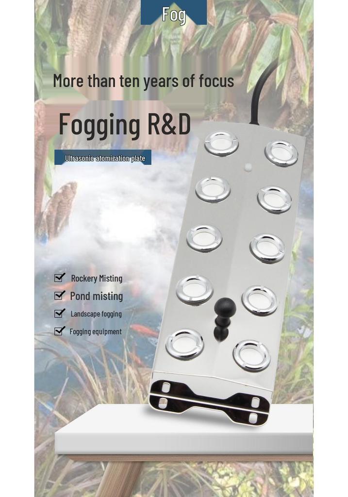 Outdoor Ultrasonic Atomizer: Large Volume 10-Head Fogging Plate for Water Features