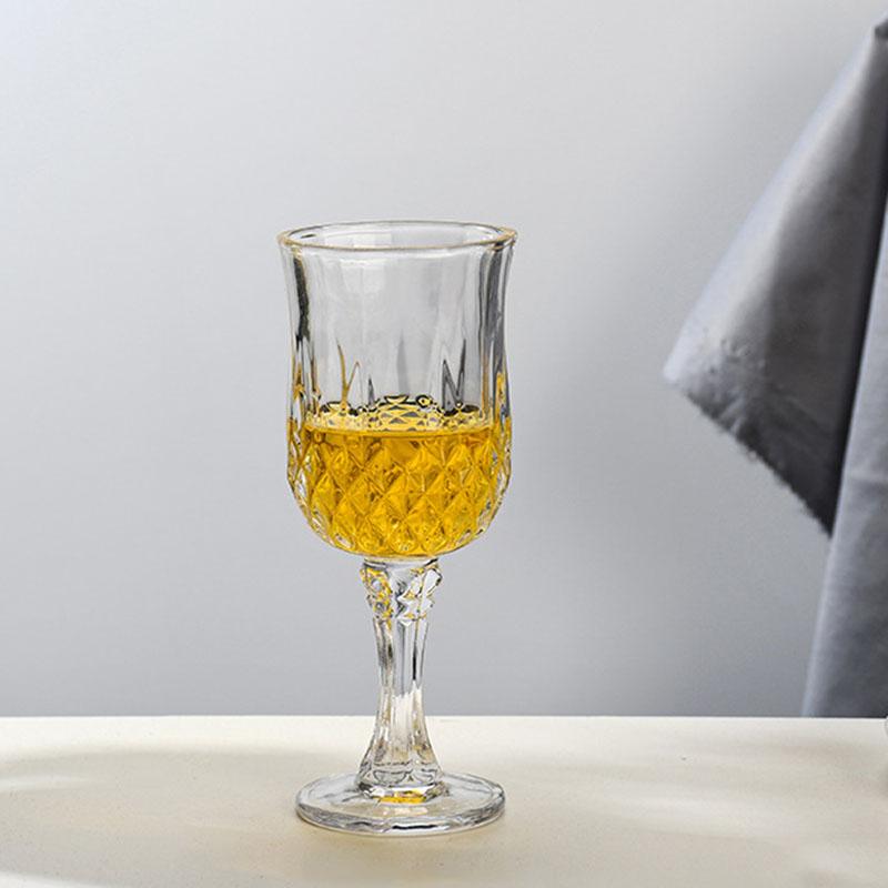 160ml 3pcs Set Diamond Carved Red Wine Glass Luxury Premium Champagne Cognac Cocktail Cups Transparent High Footed Wine Glass