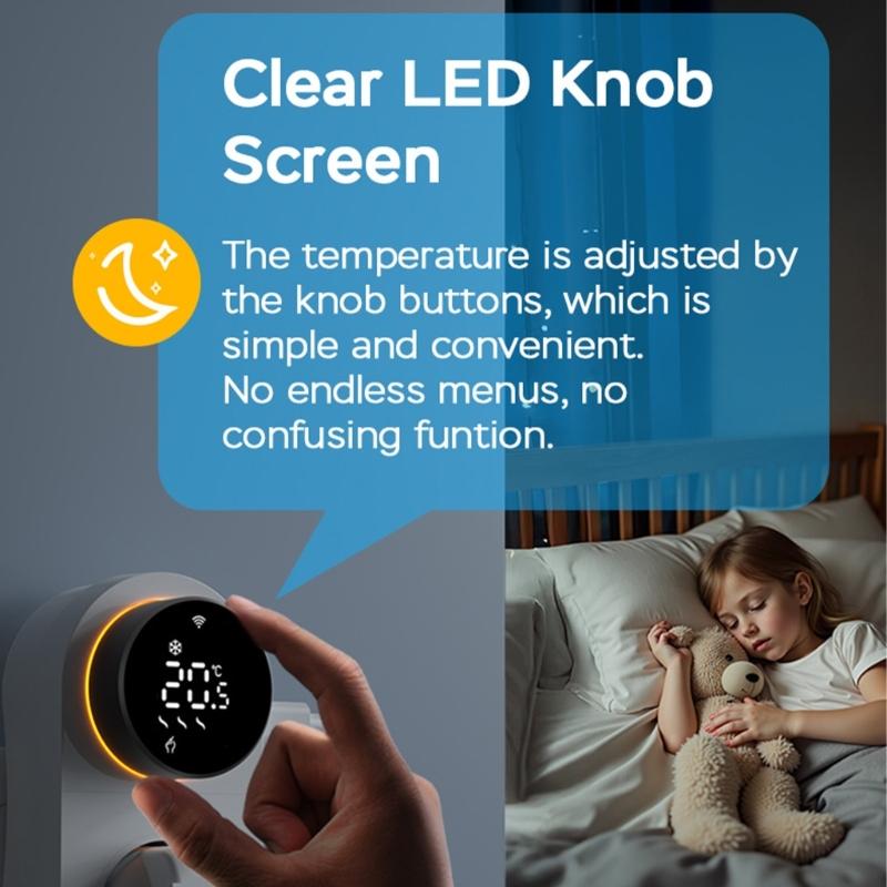 Thermostat, Programmable WiFi Smart thermostat socket, 1800W Digital Display, Rotary APP Controlled Temperature Control Socket