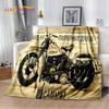 3D Retro Vintage Motorrad Plüschdecke, Flanelldecke, Überwurfdecke für Wohnzimmer, Schlafzimmer, Bett, Sofa, Picknickdecke