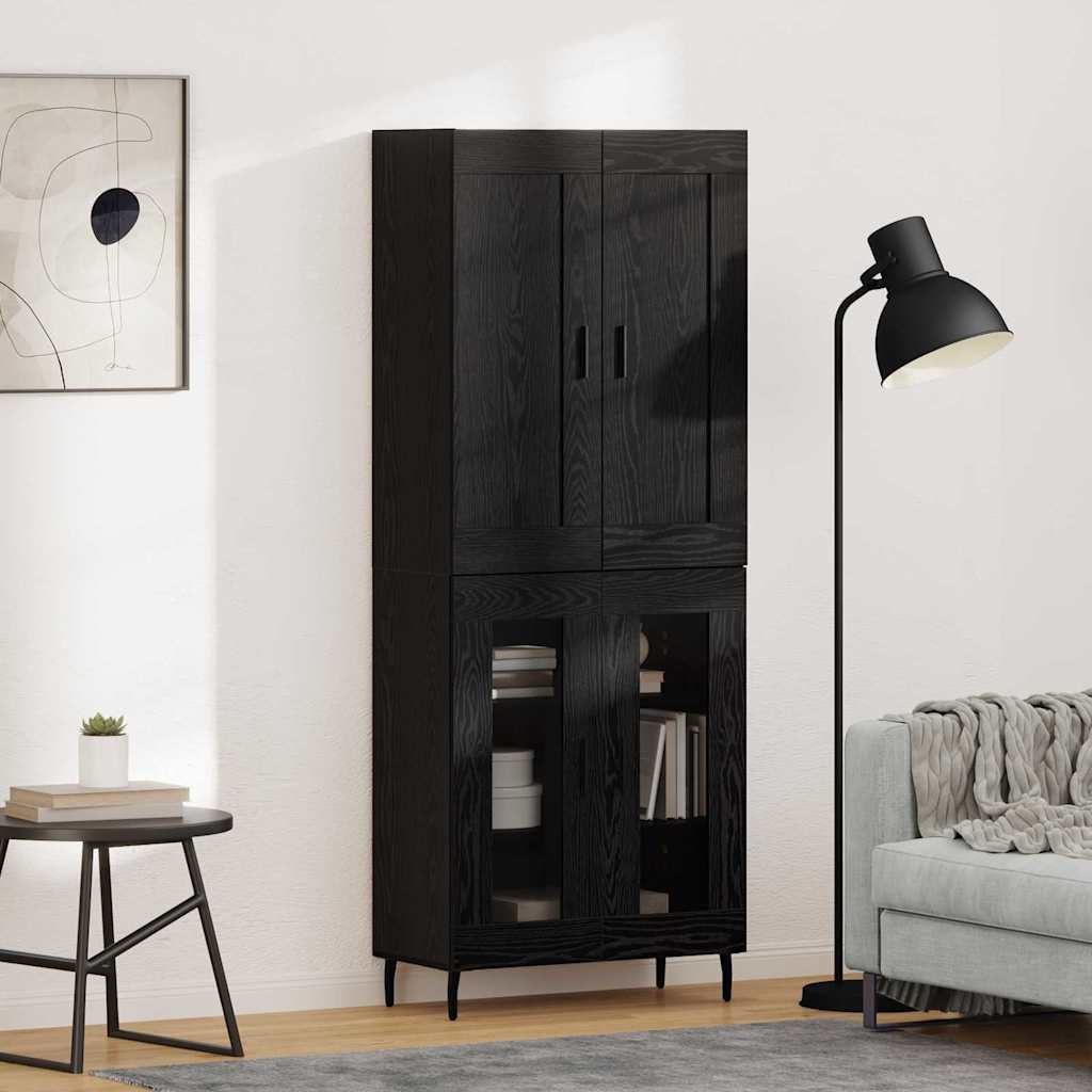 Highboard 2 pcs Black Oak Effect Particleboard