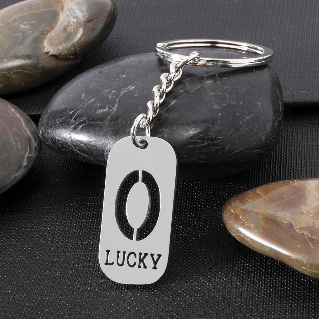 Stainless Steel Lucky Numbers 0-9 Arabic Keychain Pendant