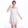 Europäischer und amerikanischer Stil Damen Frühling und Sommer schulterfrei Spitze Spleißung Spitze locker Kleid Trägerrock Amerikanischer Stil