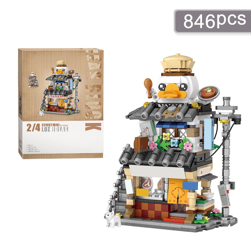 City Mini Street View Snack Bar Barbecue Shop Model Building Blocks DIY Gourmet Shop Streets Bricks Toys for Children Adult