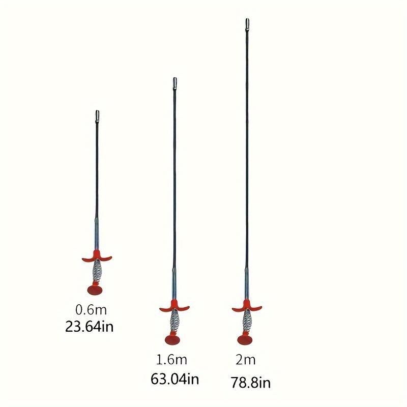 Flexible Grabber Pick-Up Tool - 4-Claw Metal Drain Cleaner for Toilets and Sinks, Extendable Red Handle with Coiled Flex Head for Easy Plumbing