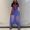 Retro personality old letter splicing overalls women's summer new large size fat sister jumpsuit tide