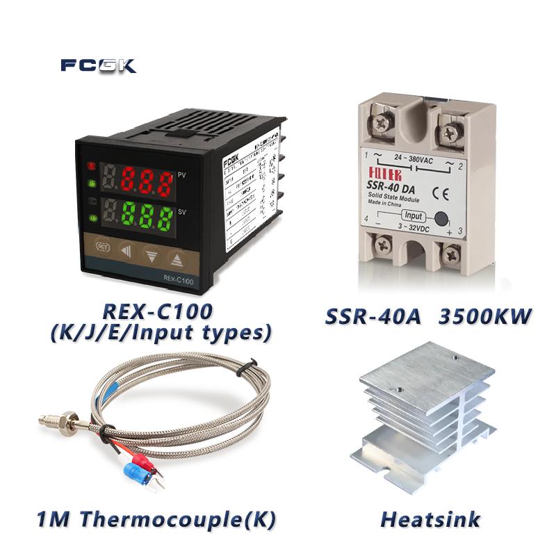 REX-C100 PID Temperature Controller 220v 400 degree Digital thermostat Output 40A SSR K Type Thermocouple 100-240V