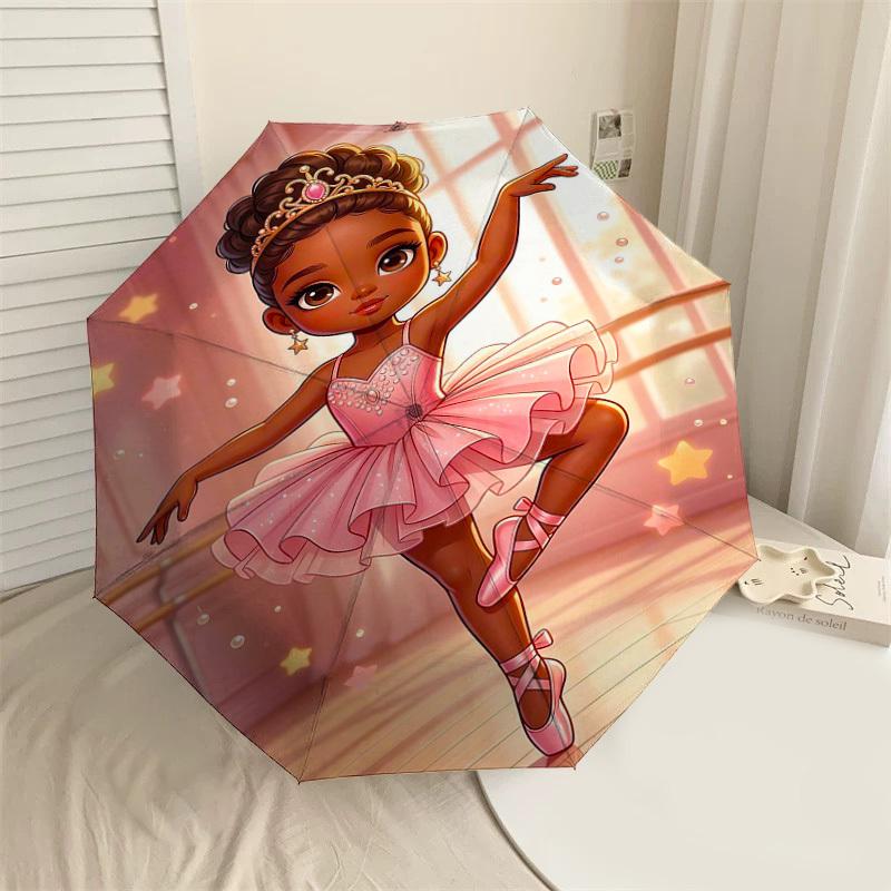 

1PC Ballerina Princess Umbrella-8-Rib Reinforced Portable Folding Travel Suitable for All Seasons Outdoor Daily Use -J0384