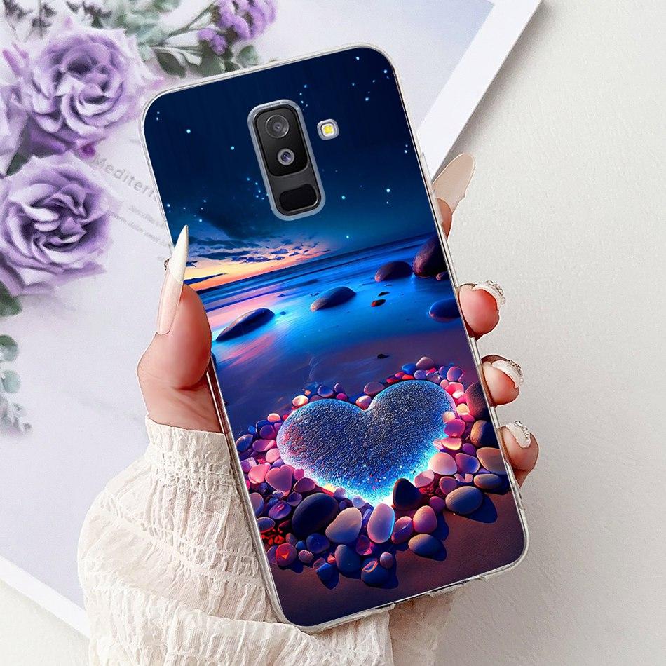 For Samsung Galaxy A6 Plus 2018 Phone Case On Samsung A6+ (2018) A6 A600F A605G Elegant Floral Cat Soft Silicone Clear TPU Cases